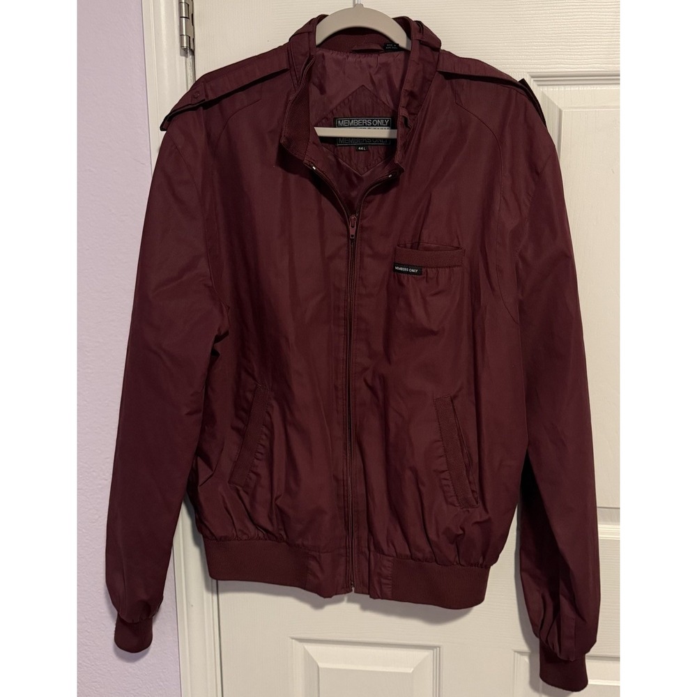 VTG Members Only Men's 44L Windbreaker Jacket 80/90s Burgundy Retro Preppy